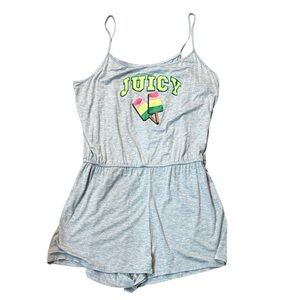 Juicy Couture Gray Lounge Romper with Popsicle  Logo Y2K